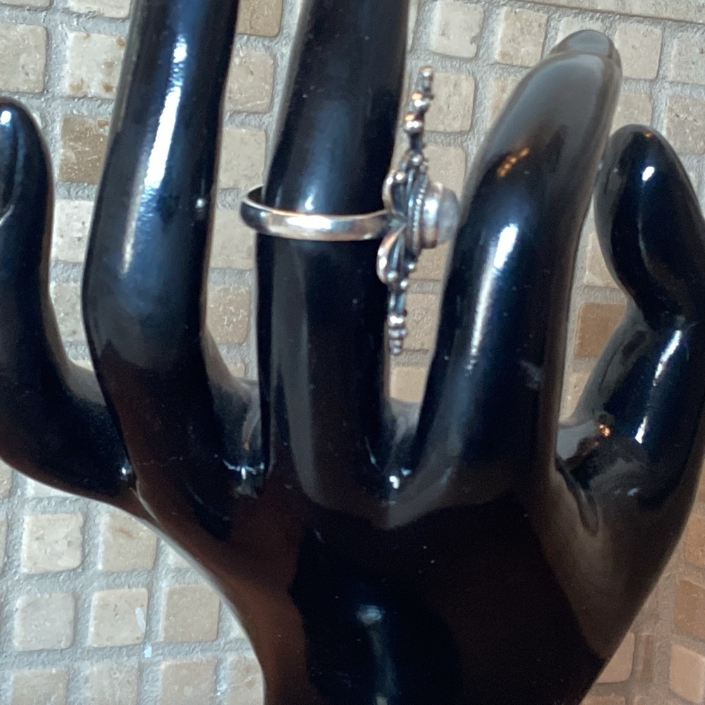 STERLING SILVER 925 BLUE LABRADORITE DETAILED RING SIZE 6 1/2 STATEMENT PIECE - Picture 3 of 7
